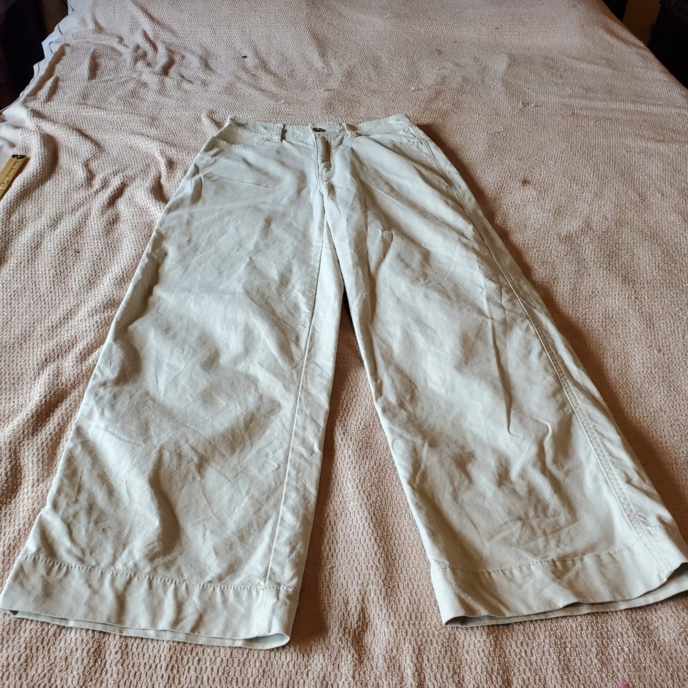 Old Navy Extra High-Rise Wide-Leg Pants Womens 6 beige Cotton Stretch